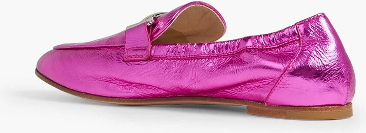 Double T metallic textured-leather loafers - Image 3