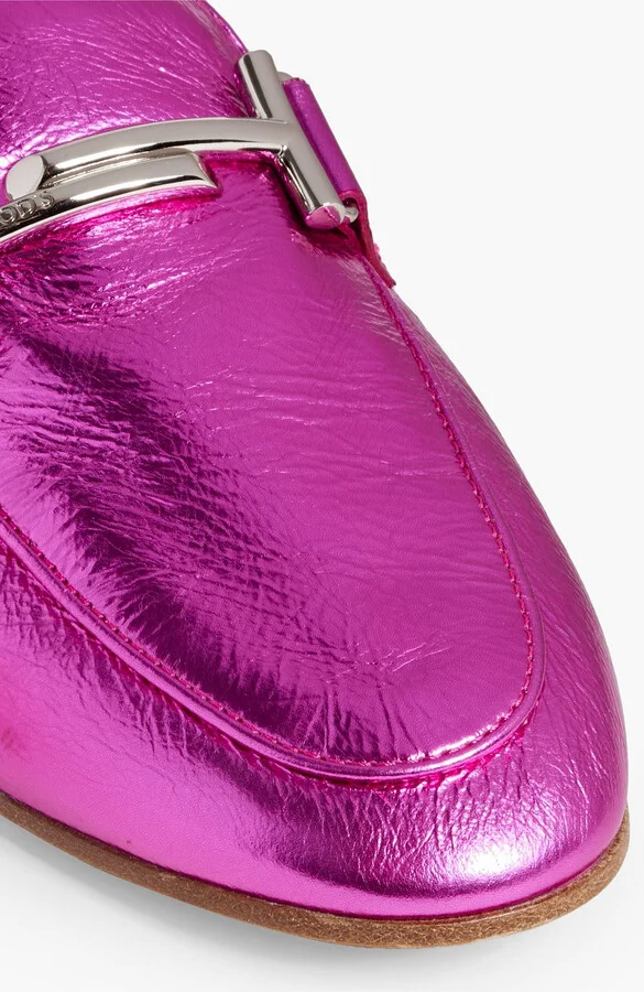 Double T metallic textured-leather loafers - Image 4