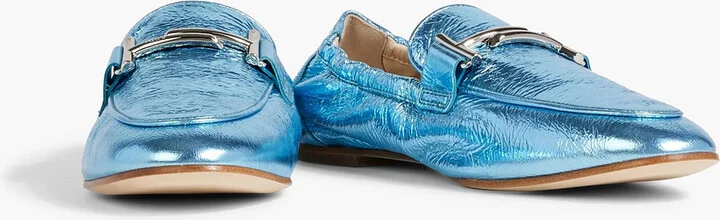 Double T metallic textured-leather loafers - Image 5