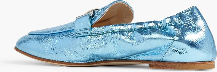 Double T metallic textured-leather loafers - Image 6