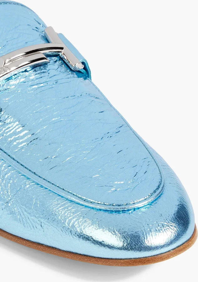 Double T metallic textured-leather loafers - Image 7