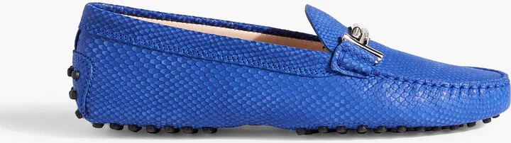 Double T snake-effect suede loafers
