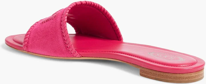 Double T whipstitched suede slides - Image 3