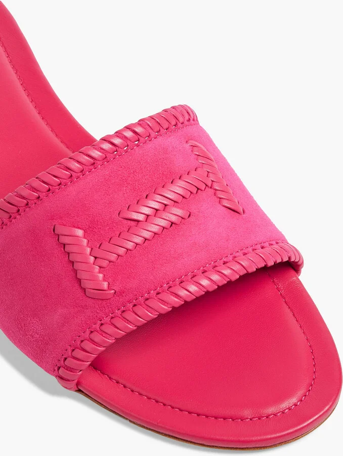 Double T whipstitched suede slides - Image 4
