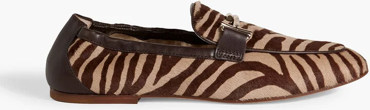 Double T zebra-print calf hair loafers