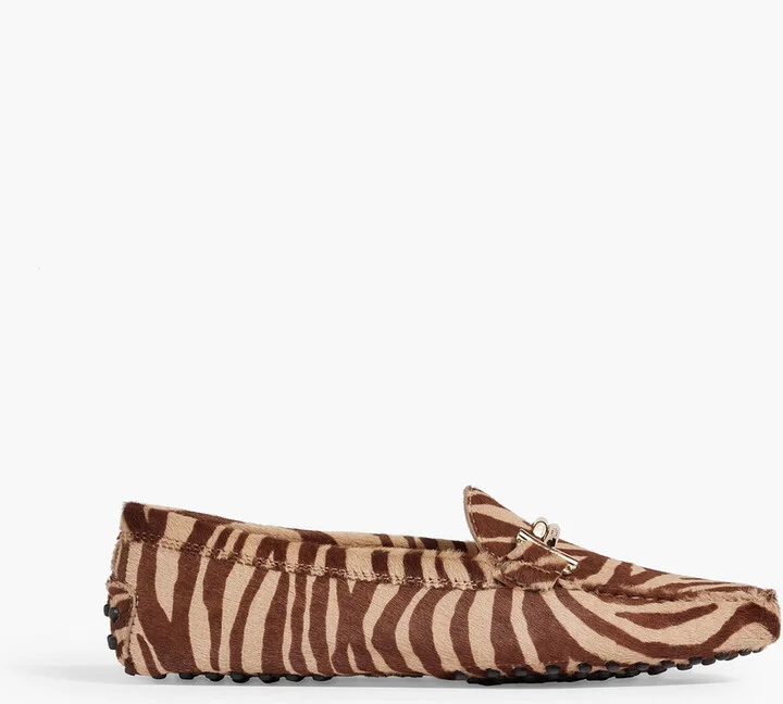Double T zebra-print calf-hair loafers