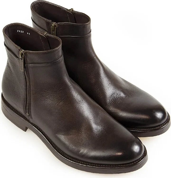 Doucal's Dark Brown Ankle Boot With Zip - Image 5