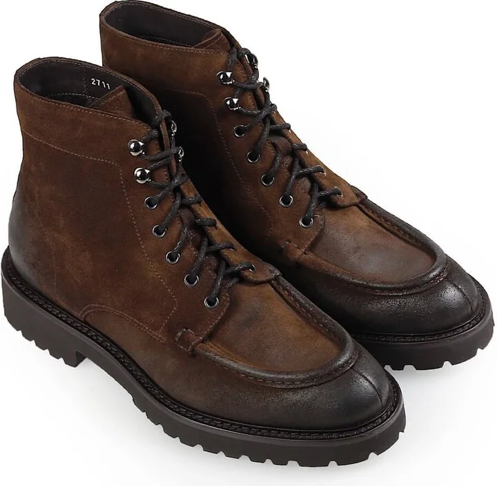 Doucal's Dark Brown Suède Combat Boot - Image 5