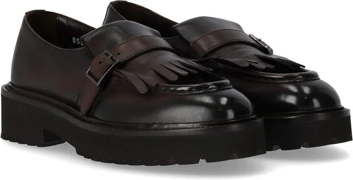 Doucal's Deco' Dark Brown Loafer With Fringe - Image 2