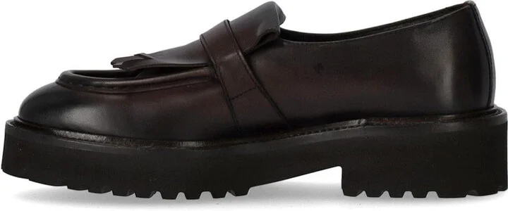 Doucal's Deco' Dark Brown Loafer With Fringe - Image 3