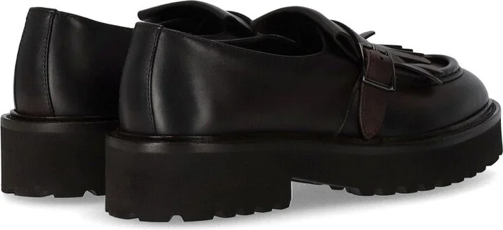 Doucal's Deco' Dark Brown Loafer With Fringe - Image 4