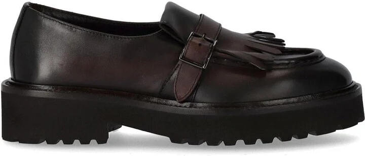 Doucal's Deco' Dark Brown Loafer With Fringe