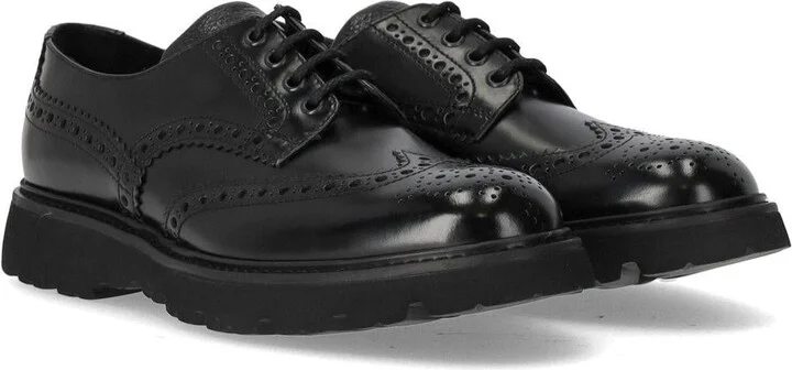 Doucal's Derby Black Brogue Lace-Up Shoe - Image 2