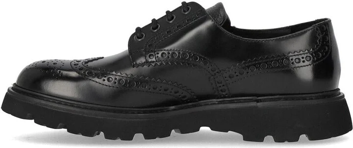 Doucal's Derby Black Brogue Lace-Up Shoe - Image 3