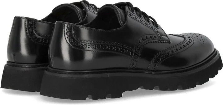 Doucal's Derby Black Brogue Lace-Up Shoe - Image 4
