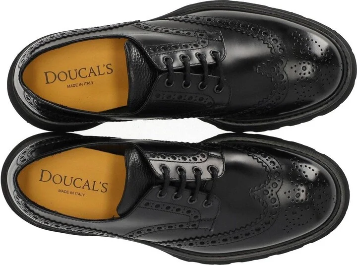 Doucal's Derby Black Brogue Lace-Up Shoe - Image 5