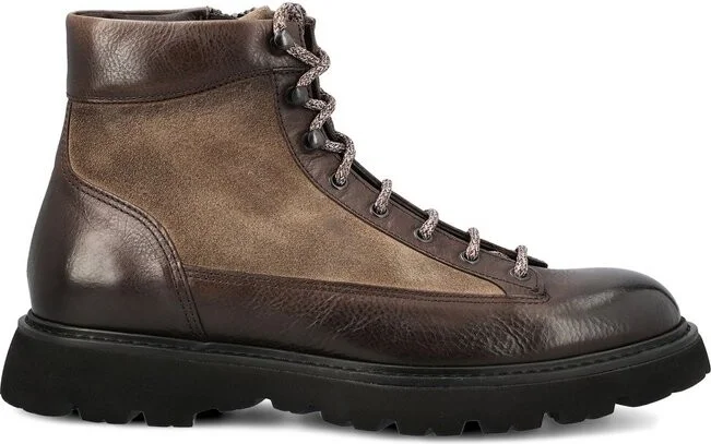 Doucal's Panelled Lace-Up Zipped Ankle Boots