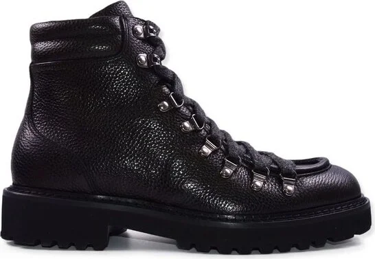 Doucal's Pebbled Lace-Up Ankle Boots
