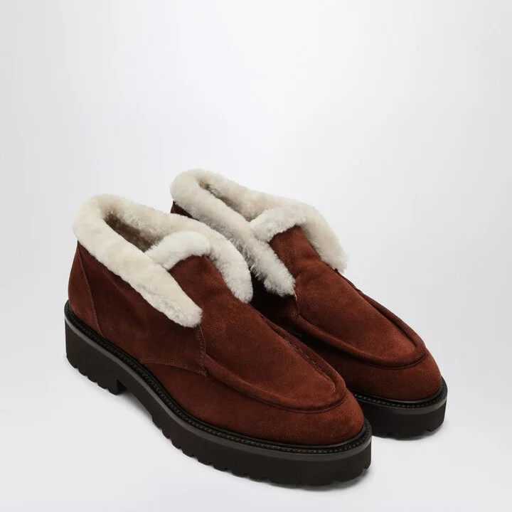Doucal''s Women's Suede Moccasin With Fur