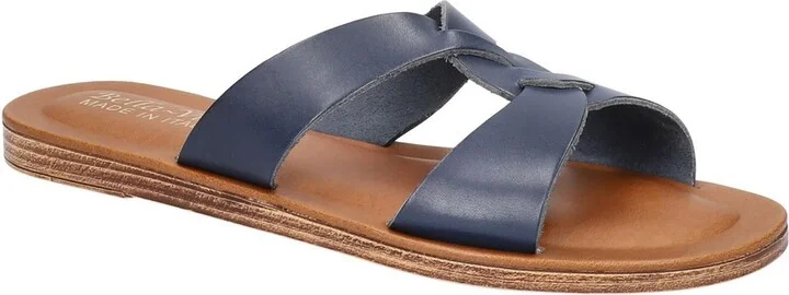 Dov-Italy Womens Leather Slip On Slide Sandals