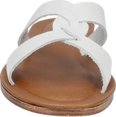 Dov-Italy Womens Leather Slip On Slide Sandals