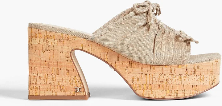 Dova bow-detailed canvas platform mules