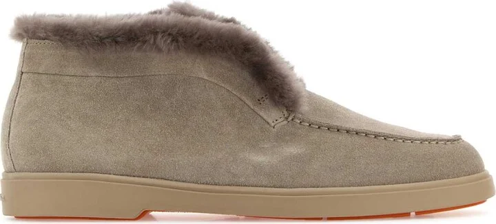 Dove Grey Suede Ankle Boots