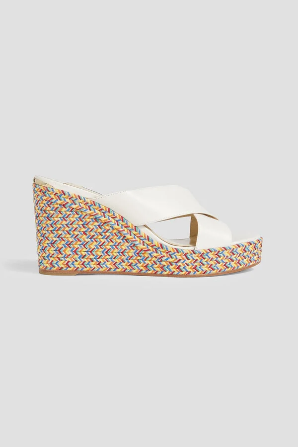 Dovina 100 leather espadrille wedge mules