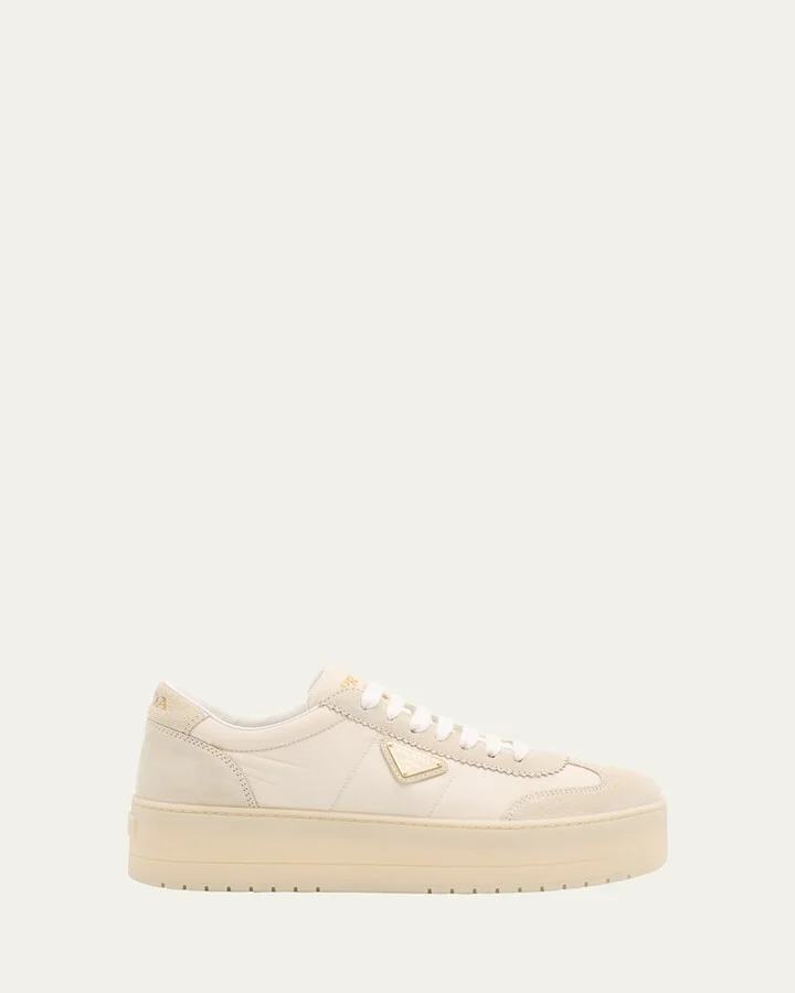 Downtown Nylon Suede Low-Top Sneakers