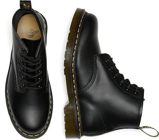 Dr. Martens 101 Yellow Stitch Shoes Black Smooth : UK 3 (US Men's 4 - Women's 5) Medium, Leather - Image 2