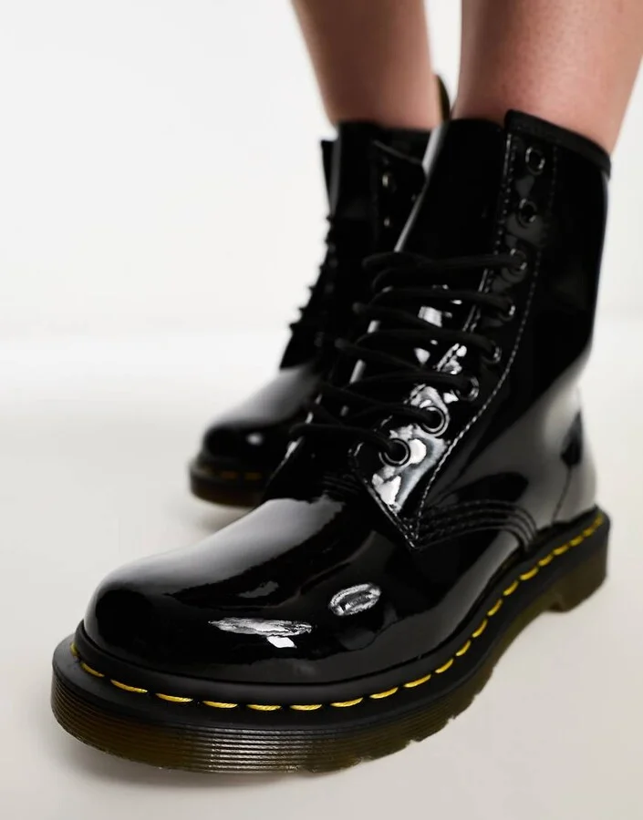 Dr Martens 1460 8 eye boots in black patent leather - Image 2