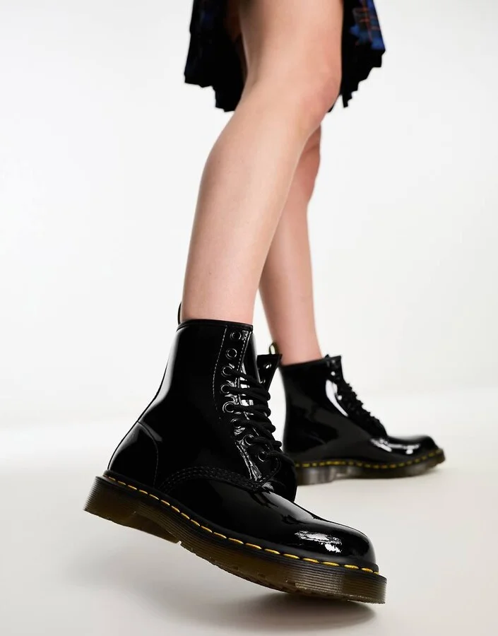Dr Martens 1460 8 eye boots in black patent leather - Image 3