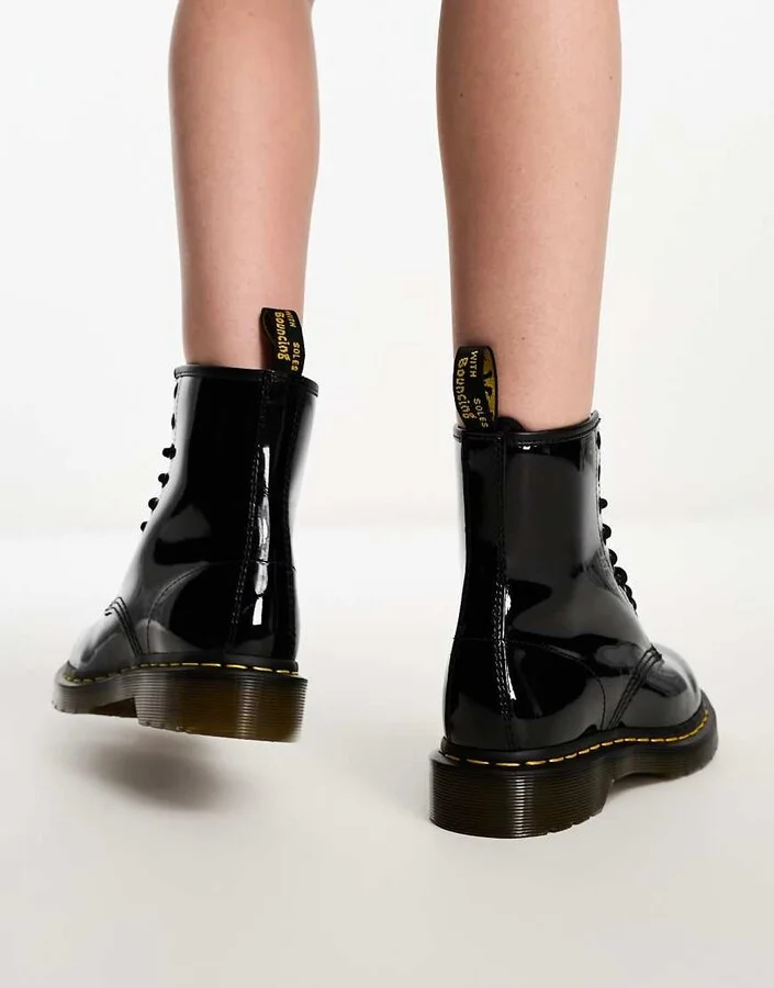 Dr Martens 1460 8 eye boots in black patent leather - Image 4