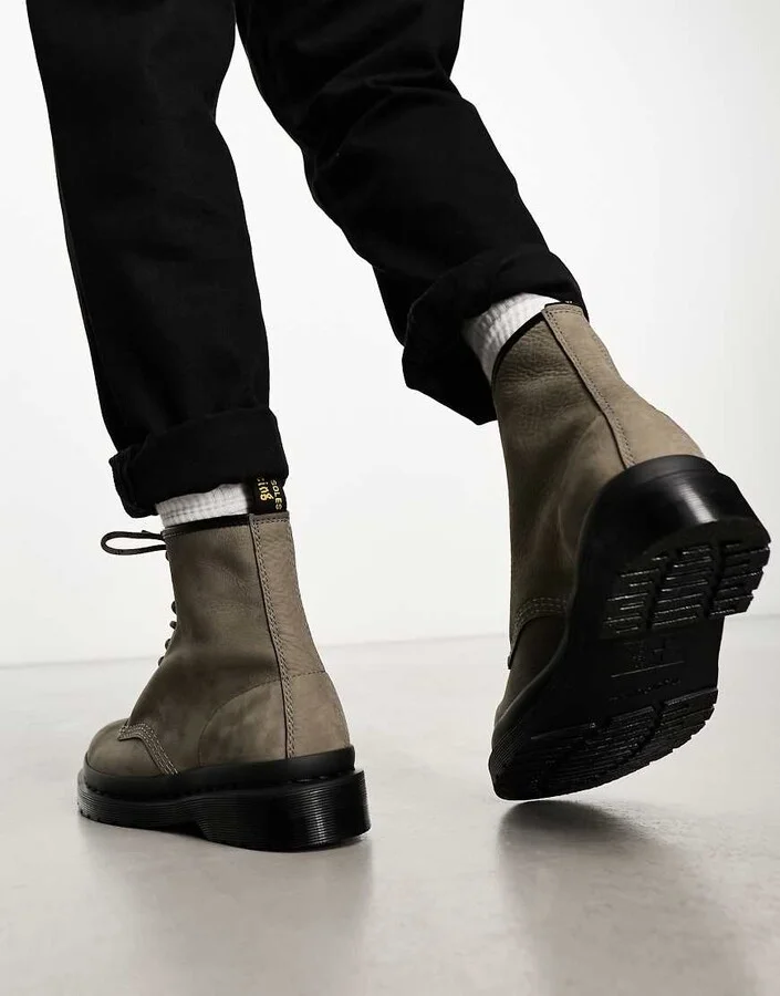 Dr Martens 1460 8 eye boots in nickel gray nubuck leather - Image 2