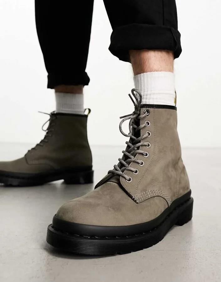 Dr Martens 1460 8 eye boots in nickel gray nubuck leather