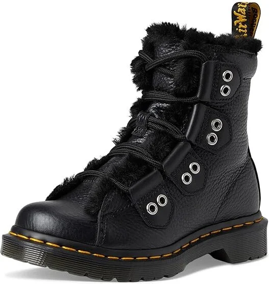 Dr. Martens 1460 Lace To Toe Fur Lined Boots Women's Boots Black : UK 7 (US Women's 9) M, Faux Fur - Image 5