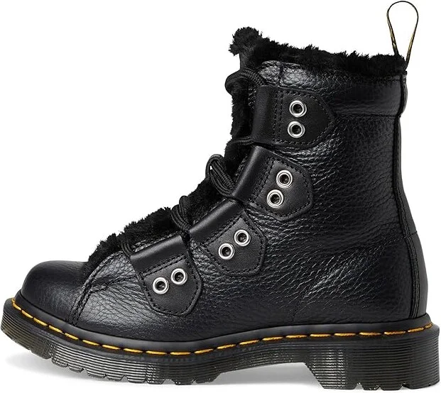 Dr. Martens 1460 Lace To Toe Fur Lined Boots Women's Boots Black : UK 7 (US Women's 9) M, Faux Fur - Image 6