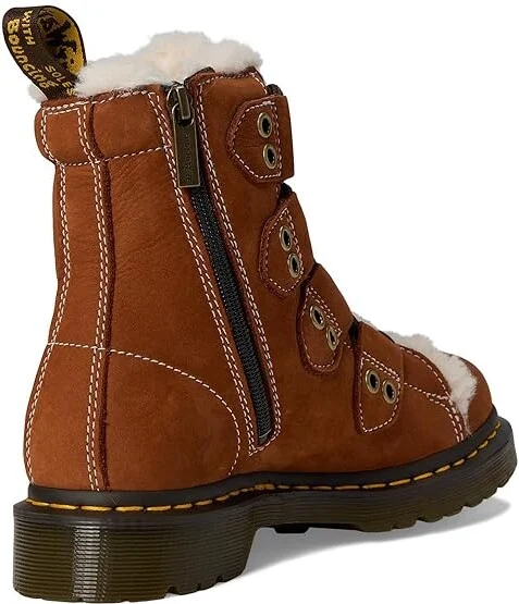 Dr. Martens 1460 Lace To Toe Fur Lined Boots Women's Boots Tan : UK 8 (US Women's 10) M, Faux Fur - Image 4