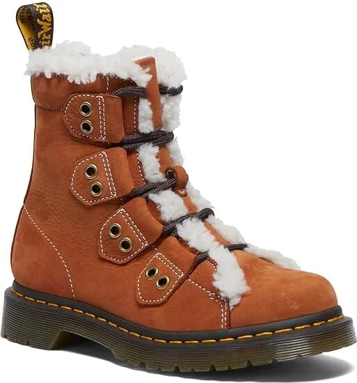 Dr. Martens 1460 Lace To Toe Fur Lined Boots Women's Boots Tan : UK 8 (US Women's 10) M, Faux Fur - Image 5