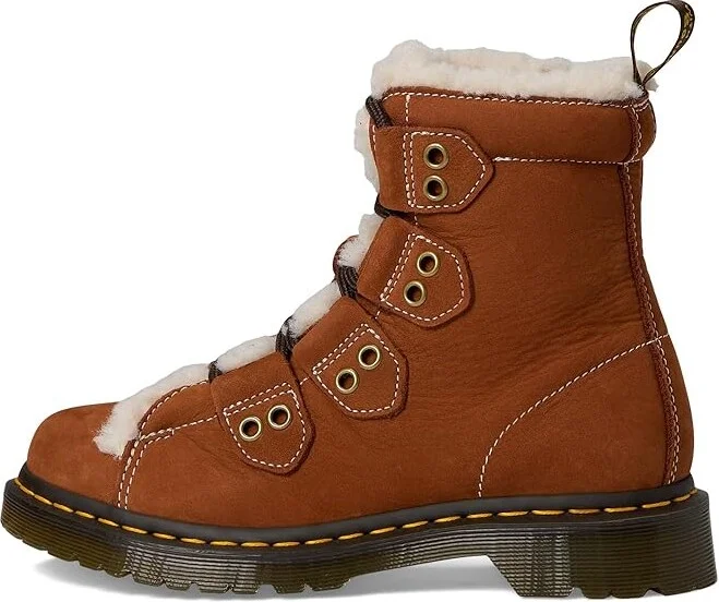 Dr. Martens 1460 Lace To Toe Fur Lined Boots Women's Boots Tan : UK 8 (US Women's 10) M, Faux Fur - Image 6