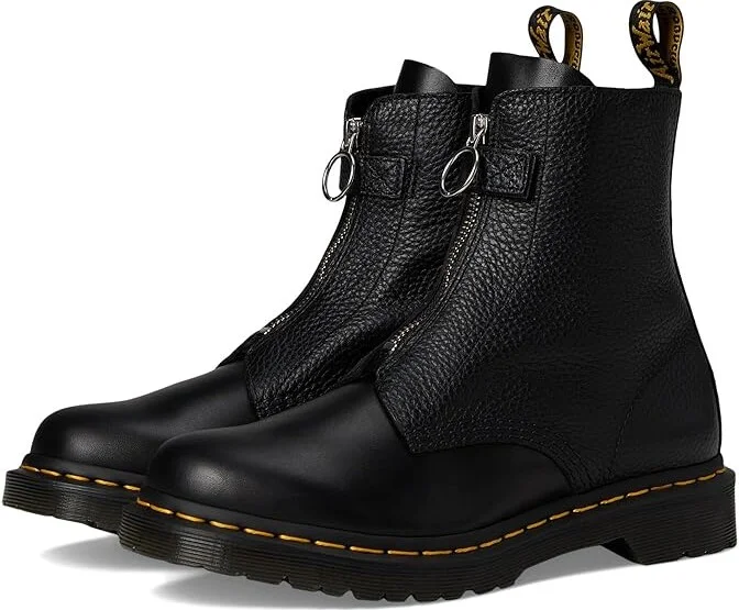 Dr. Martens 1460 Pascal Front Zip Leather Boots Women's Boots Black : UK 7 (US Women's 9) M