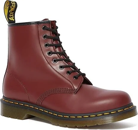Dr. Martens 1460 Smooth Leather Boot Lace-up Boots Cherry Red Smooth : UK 3 (US Men's 4 - Women's 5) Medium - Image 5