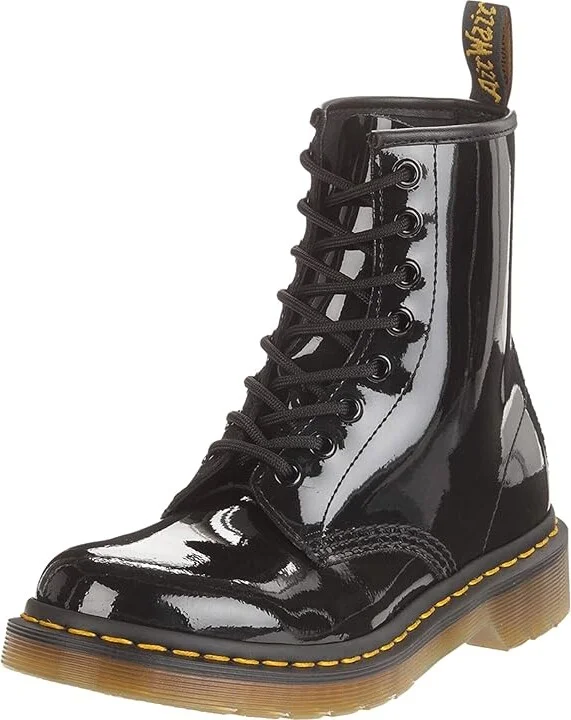Dr. Martens 1460 Women's Patent Leather Lace Up Boots Women's Lace-up Boots Black Patent Lamper Leather : UK 3 (US Women's 5) M - Image 2
