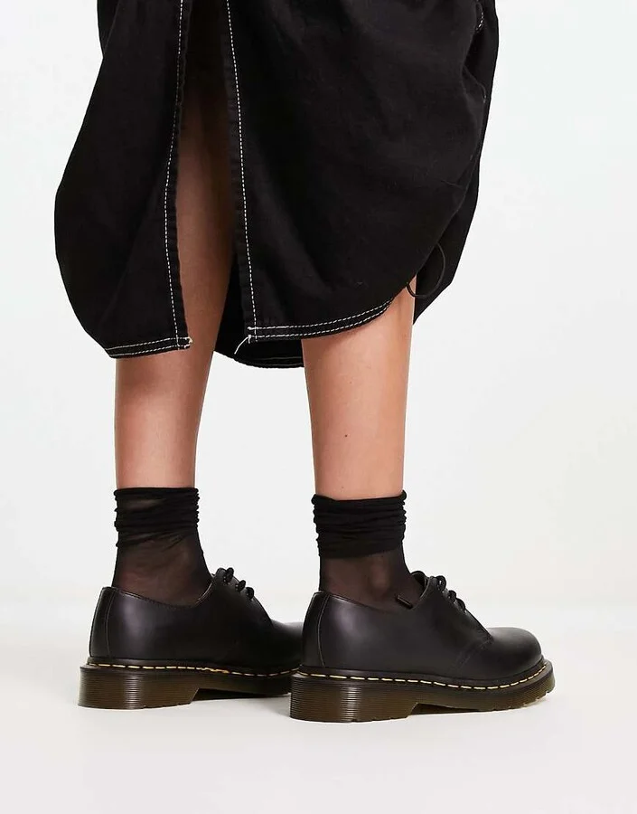 Dr Martens 1461 3-eye gibson flat shoes in black - Image 2