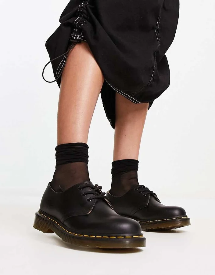 Dr Martens 1461 3-eye gibson flat shoes in black - Image 4