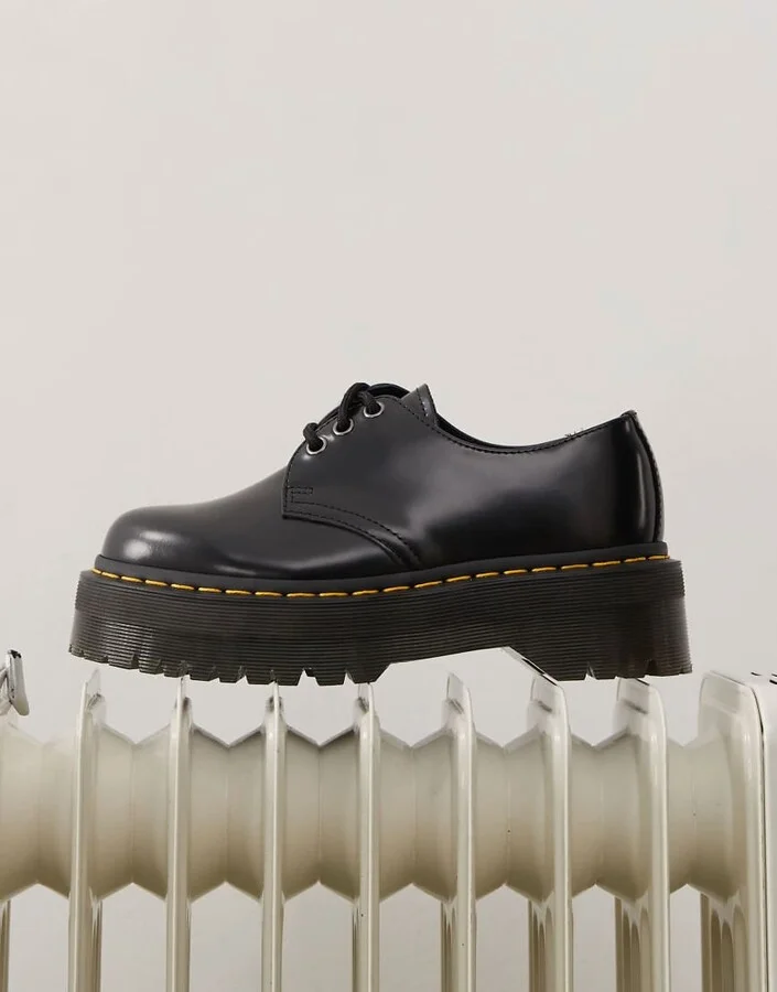 Dr Martens 1461 Quad chunky shoes in black - Image 3