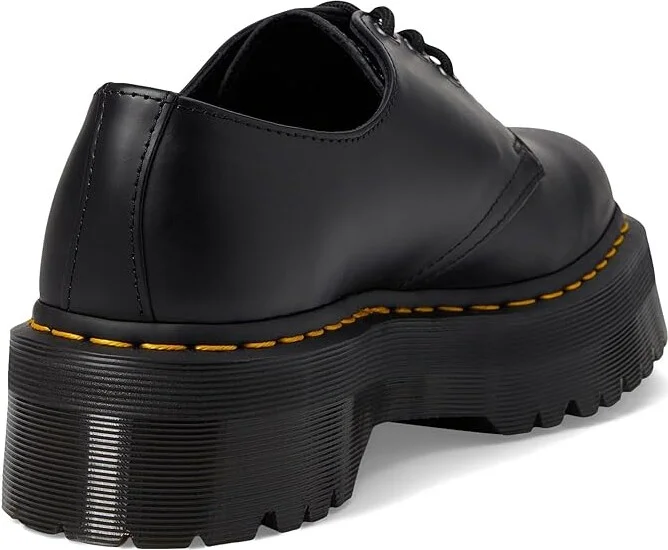 Dr. Martens 1461 Quad Smooth Leather Platform Shoes Shoes Black Polished Smooth : UK 3 (US Men's 4 - Women's 5) Medium - Image 5