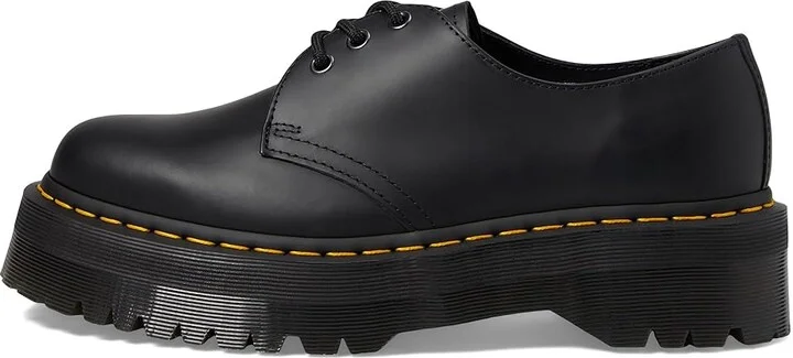 Dr. Martens 1461 Quad Smooth Leather Platform Shoes Shoes Black Polished Smooth : UK 3 (US Men's 4 - Women's 5) Medium - Image 7