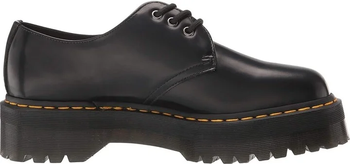 Dr. Martens 1461 Quad Smooth Leather Platform Shoes Shoes Black Polished Smooth : UK 3 (US Men's 4 - Women's 5) Medium - Image 8