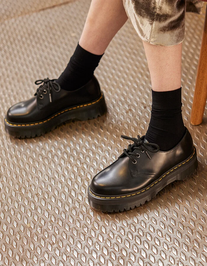 DR. MARTENS 1461 Quad Smooth Leather Womens Platform Shoes - Image 6